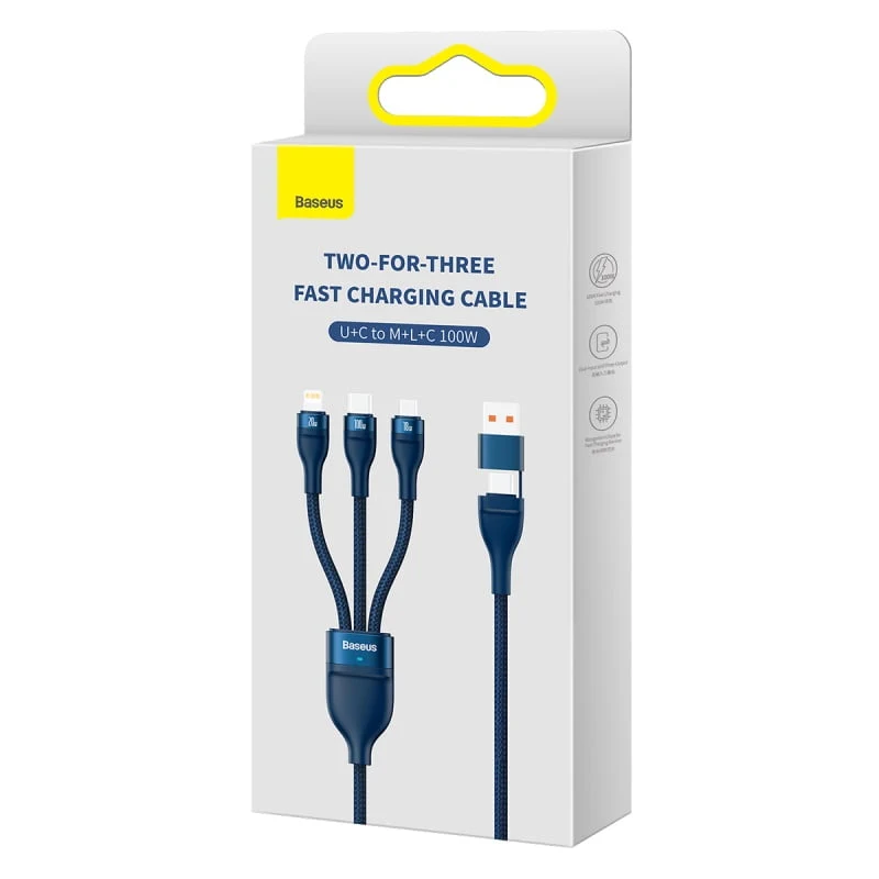 Baseus Two-for-Three Charging Cable - Blue - 2