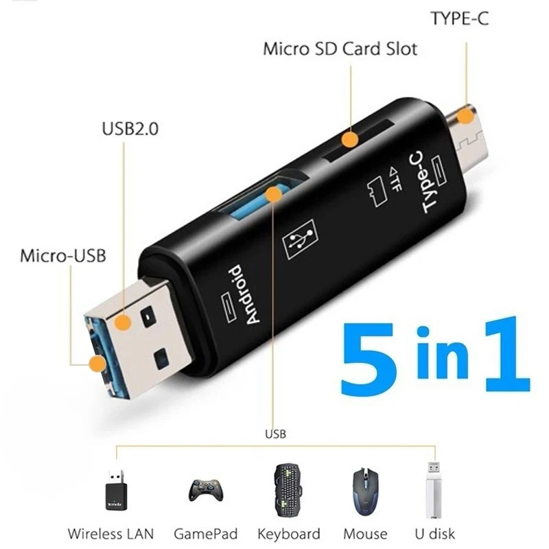 Multifunction OTG Card Reader- Type-C/USB /Micro USB/micro SD Memory Card Reader - 2