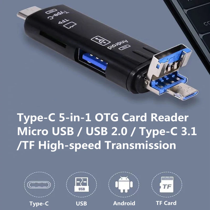 Multifunction OTG Card Reader- Type-C/USB /Micro USB/micro SD Memory Card Reader - 6