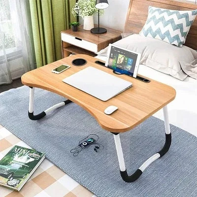 Multifunctional Portable & Foldable Laptop Table - Wood Color - Original in Bangladesh