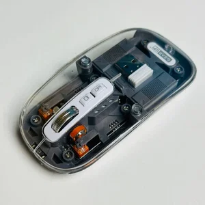 GearUP WM30 Transparent Crystal 2.4G + Bluetooth Magnetic Wireless Mouse- Gray Color - Original in Bangladesh
