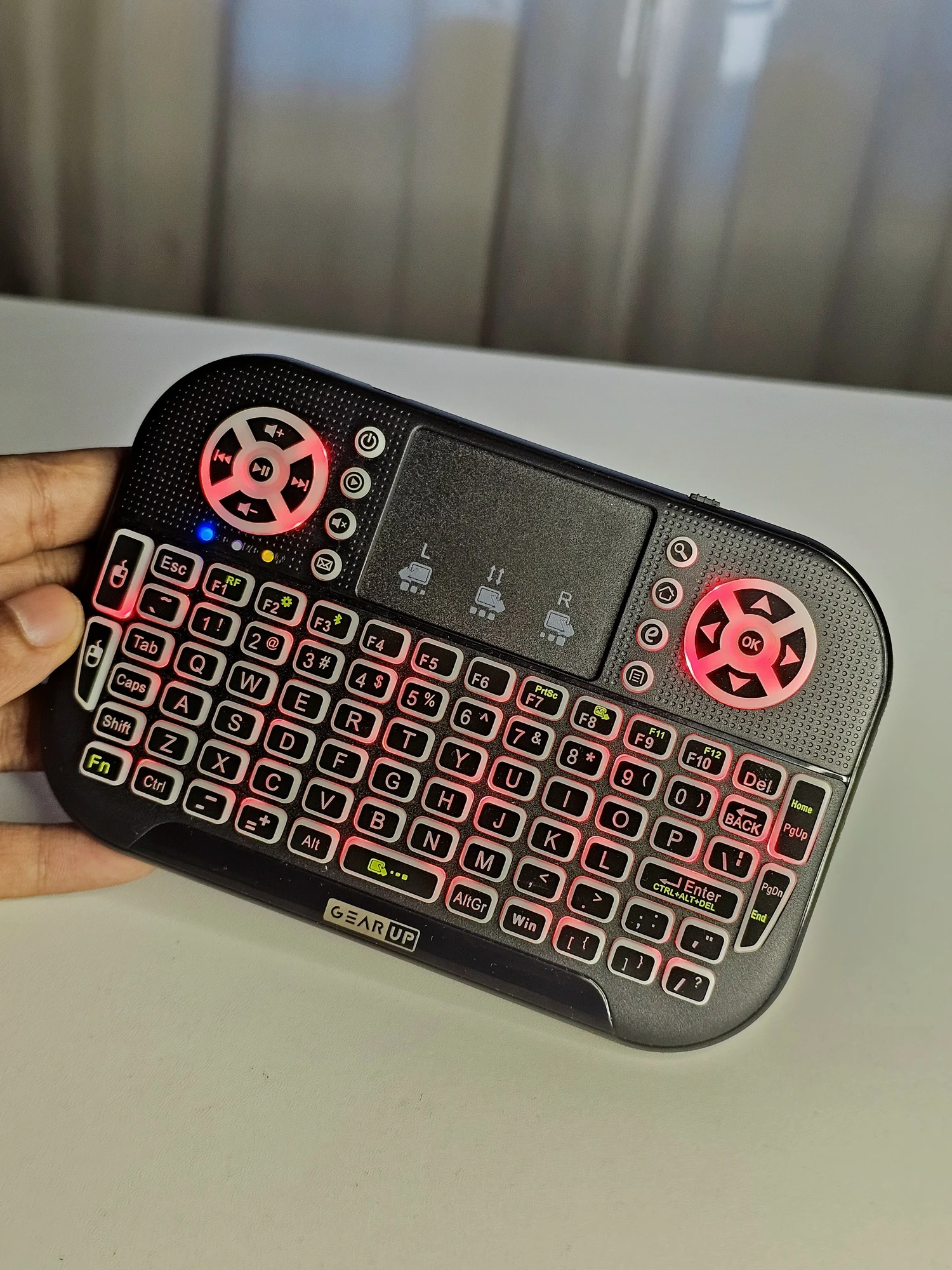GearUP MK20 2.4GHz + Wireless Dual Mode RGB Backlit Rechargeable Mini Portable Keyboard With Touchpad - 37