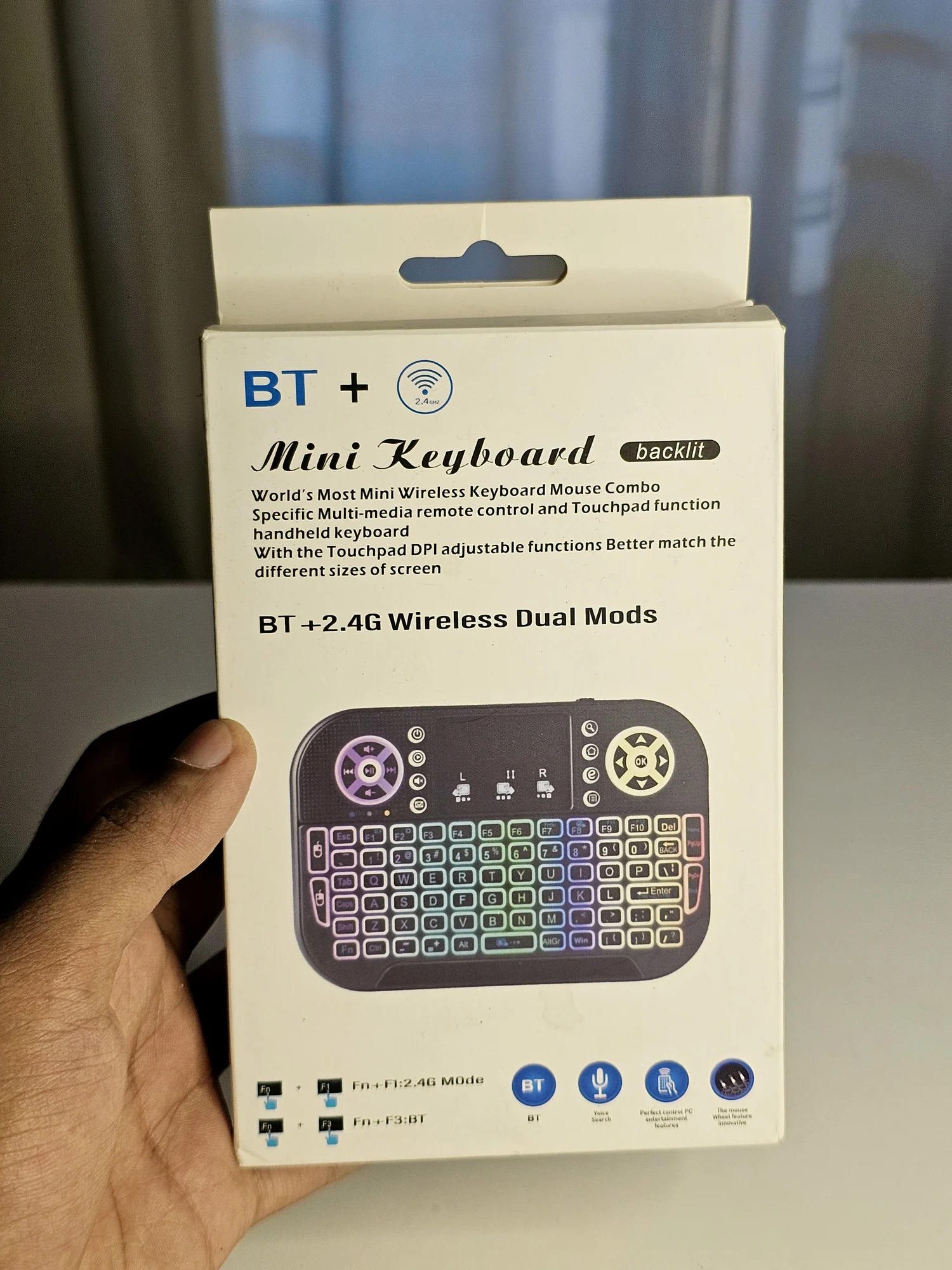 GearUP MK20 2.4GHz + Wireless Dual Mode RGB Backlit Rechargeable Mini Portable Keyboard With Touchpad - 43