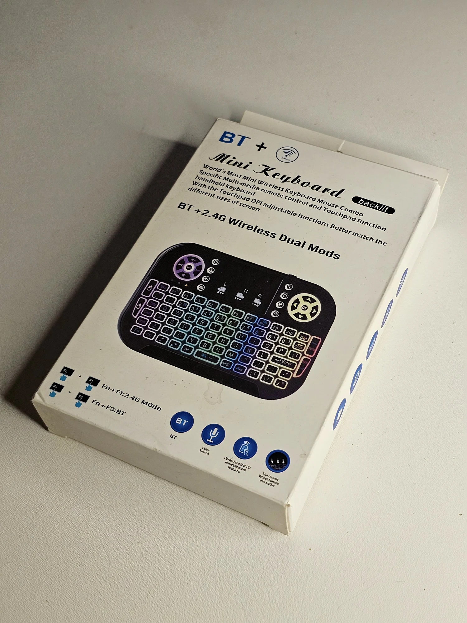 GearUP MK20 2.4GHz + Wireless Dual Mode RGB Backlit Rechargeable Mini Portable Keyboard With Touchpad - 44