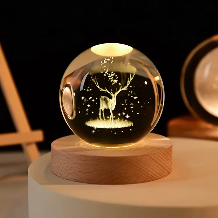 3D Crystal Ball - Deer (7 Color Base) - Original in Bangladesh