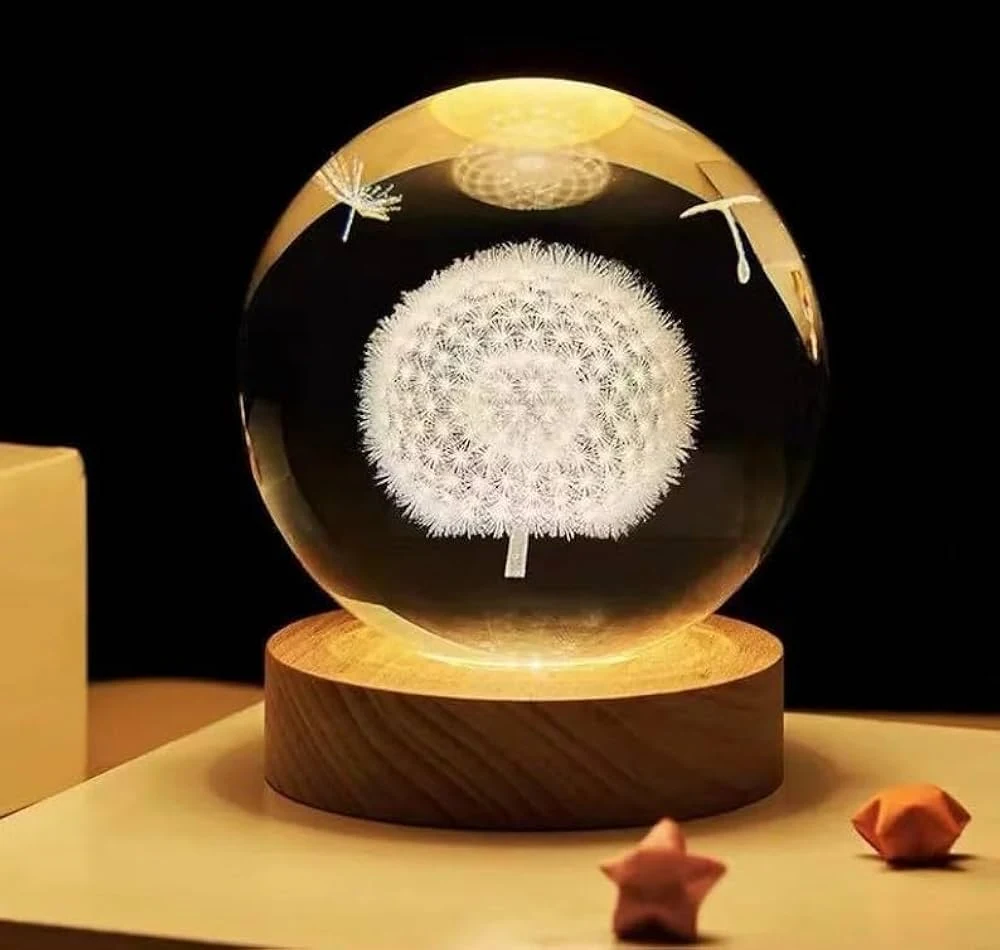 3D Crystal Ball - Dandelion (7 Color Base) - Original in Bangladesh