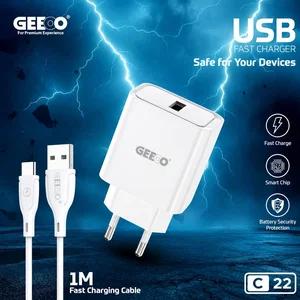 GEEOO C22 Charger with USB-A to USB-C Cable - Original in Bangladesh